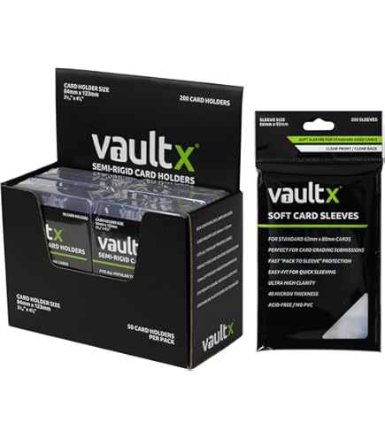 Vault X Semi-Rigid Trading Card Holders (200 Pack), Hard Sleeves for Trading Card Grading Submissions, Card Protectors : Toys & Games