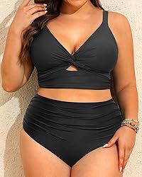 Plus Size Two Piece Swimsuits - Women High Waisted