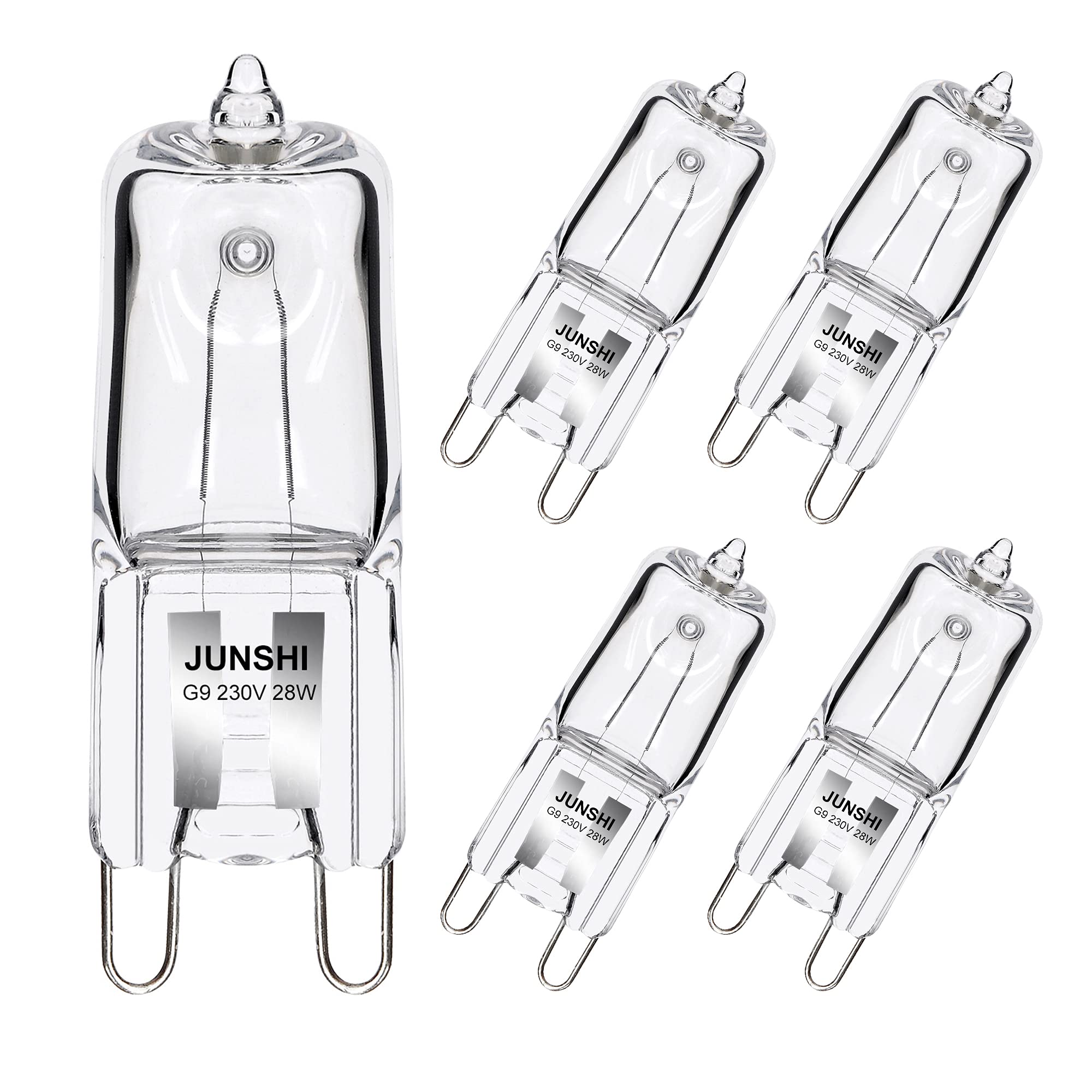JUNSHI 5-PACK G9 Halogen Bulbs 28W 230V 370Lm 2800K Warm White Dimmable