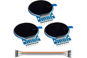 MTDELE 3Pcs TFT LCD Display Screen Compatible with for Arduino (1.28 Inch 240x240) Round Full Color HD IPS Full View RGB Touching Display GC9A01 Driver Chips 7 Pin SPI Interfac Welding Pins
