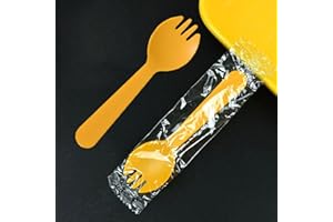 N-KONGJIAN 100PCS Disposable Sporks, Eco-Friendly Durable Plastic Spork, 2 in 1 Forks and Spoons Great for Lunch, Picnics or Restaurant and Party Supply (yellow)