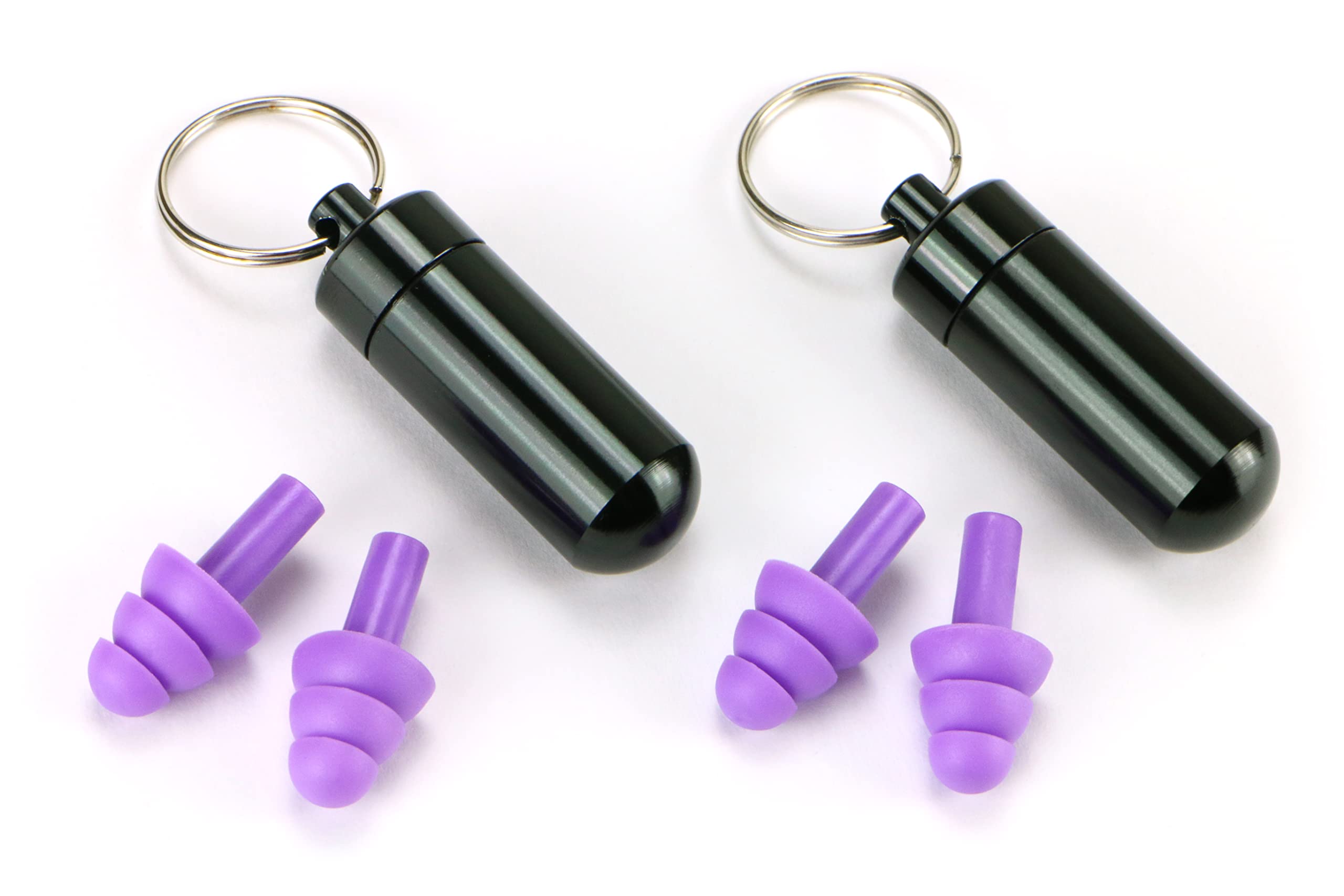 Everyday Carry Earplugs – Soft Silicone Reusable Ear Plugs in a Compact Keyring Capsule. Comfortable Noise Reduction for Sleep, Study, Work and Travel. (2 Packs)
