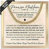Promise Necklace For Him Cuban Chain Necklace, 6mm, Men's Promise Necklace Gold Chain For Him, Sentimental Gift for Him, BF Gift for Birthday, Gift Ideas for Boyfriend Message Card + Box
