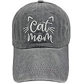 Waldeal Women's Cat Mom Baseball Cap, Washed Adjustable Cat Lover Hat