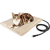 NICREW Pet Heating Pad for Dogs and Cats, Heated Cat Bed with Steel-Wrapped Cord and Soft Fleece Cover, 17.7 x 15.7 Inches, 30 Watts