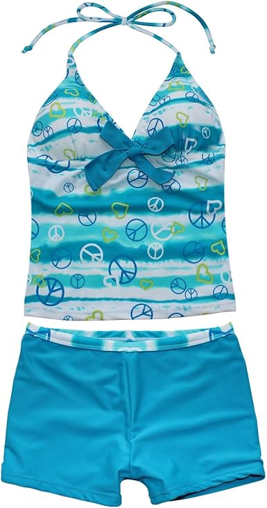 Freebily Mädchen Bikini Tankini Set – Sport Crop Top & Shorts, Für Strand, Schwimmen & Fitness
