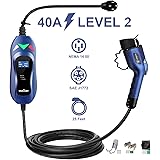 MUSTART Level 2 Portable EV Charger (240 Volt, 25ft Cable, 40 Amp), Electric Vehicle Charger Plug-in EV Charging Station with