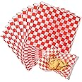 Fit Meal Prep [250 Sheets] 12x12" Deli Paper Sheets, Red and White Checkered Dry Waxed Paper, Sandwich Wrapping Paper, Grease-Proof Wax Paper for Food Basket, Chritmas Parties, Picnic, Burgers