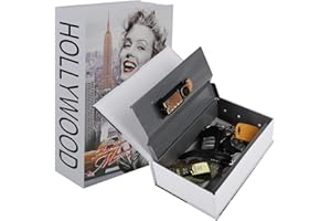 BeBesta Diversion Book Safe with Combination Lock(2.2''D*4.7''W*7.1''H),Money Hiding Box,Collection Box,Dictionary Diversion Metal Safe Lock Box (white small)