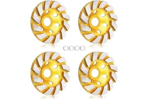 4 Pack Diamond Concrete Grinding Wheel,4 Inch Turbo Row Diamond Grinding Cup Wheel 12 Segments Turbo Cup Disc Grinder for Ang