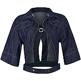 LEOROO Casual Cropped Jacket Women Fall Fashion Short Sleeve Lace-up Coat Trendy Hollow Out Women's Clothes