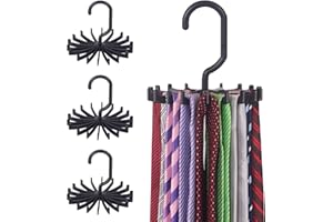 DIOMMELL 4 Pack Tie Rack Hanger Holder Hooks Organizer for Mens, 360 Degree Rotating Tie Racks, Black