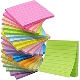 (24 Pack) Lined Sticky Notes 3x3 in, Bright Notepads with Lines, 12 Colors | Sticky Notes with Lines, Self-Stick Note Pads, Super Sticking Power Pads for Office School Post on Windows Doors,Recyclable