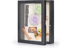 Love-KANKEI Shadow Box Frame 8x10 Shadow Box Display Case with Linen Back Memorabilia Awards Medals Photos Memory Box Gift Rustic Black
