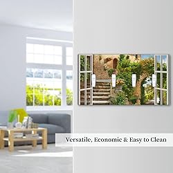 Mediterranean Greece Scene Flowers Quad Toggle Wall