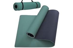 COOLMOON Yoga Mat Non Slip, Anti-Tear 1/4 Thick TPE Yoga Mats for Women and Men, 72"x24" Exercise & Fitness Mat with Carrying Strap, Workout Mats for Yoga, Pilates and Floor Exercise