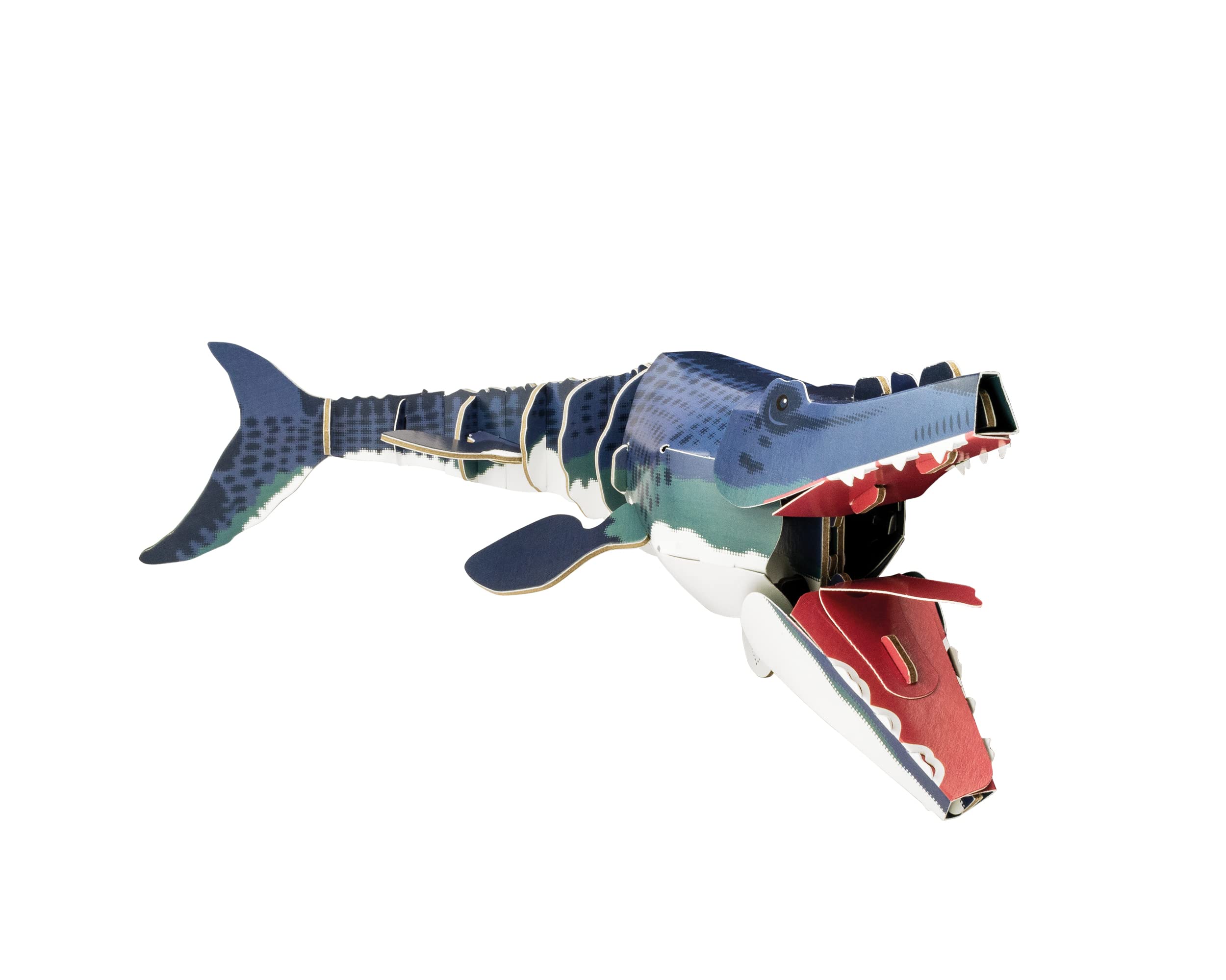 Build Your Own Moving Mosasaurus - Pull Tab Jaw and Fin Action - Cardboard Craft Kit - Ages 8+