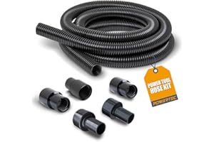 POWERTEC 70347 10 Ft. Dust Collection Hose Kit with 5 Fittings for Woodworking Power Tools Home and Wet/Dry Shop Vacuums