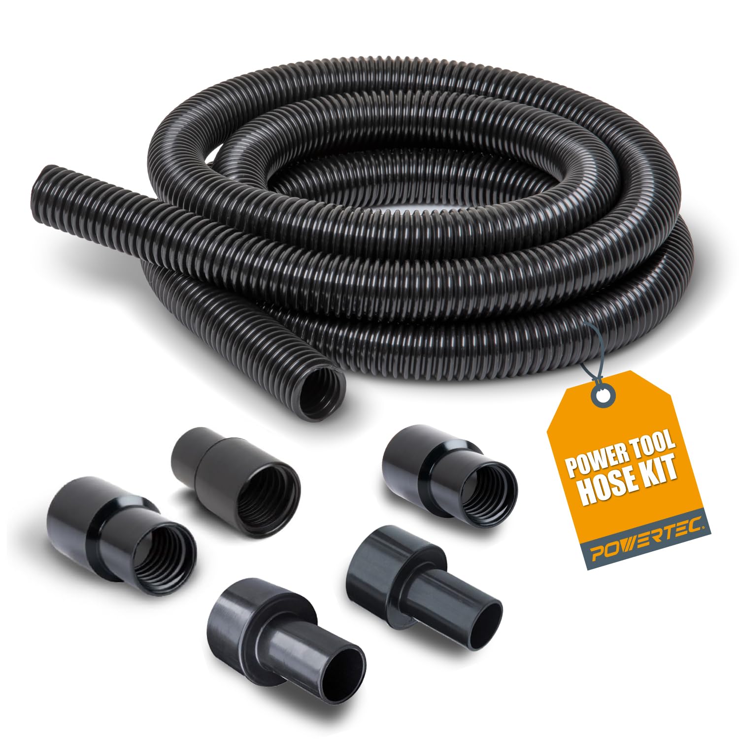 Photo 1 of *** 3 PCS *** POWERTEC 70347 10 Ft. Dust Collection Hose Kit with 5 Fittings for Woodworking Power Tools Home and Wet/Dry Shop Vacuums