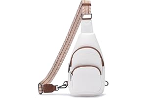 POIUGOYA Sling Bag for Women Crossbody, Small Leather Fanny Pack Crossbody Purses for Women Trendy,Chest Bag With Wide Strap