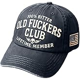 Old Fuckers Club-Baseball Cap, Old Fuckers Club Vintage Baseball Cap, 100% Bitter, Adjustable Distressed Black Funny Hat