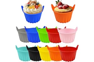 Suweiyuanshiyi 10 Pcs Silicone Air Fryer Egg Molds, Reusable Non-Stick Silicone Mold, Microwave Egg Cups, Muffin Liners,Used 