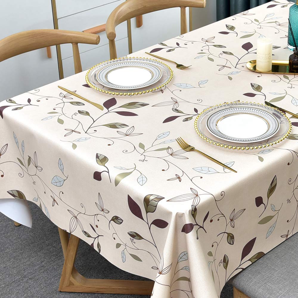 Plenmor PVC Rectangular Tablecloth for Kitchen Dining Table Plastic, Wiping Cloth Cleaning, Tablecloth for Indoor Outdoor Use (137 x 215 cm, Autumn Leaves)