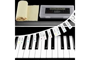 MEEZY Removable Piano Keyboard Note Labels 88 61 Key Full Size Silicone Piano Keyboard Stickers with Piano Keyboard Dust Cover Reusable Piano Notes Guide for Beginners (Multicolor)