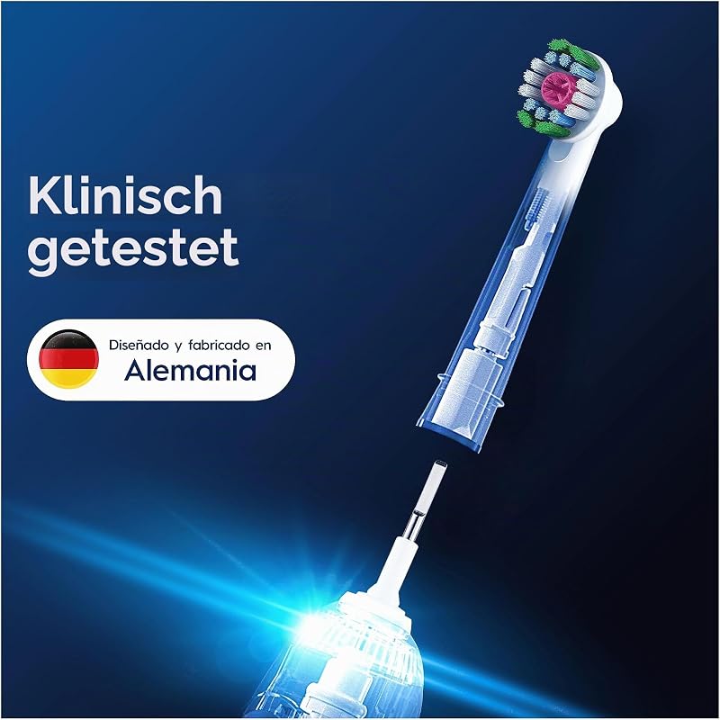 Pro 3D White Elektrische Zahnbürstenköpfe, X-förmige Borsten und Einzigartiger Polierbecher für Zahnaufhellung und zum Entfernen von Oberflächenflecken, 8 Stück Zahnbürstenköpfe, Weiß