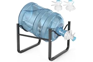 HAVEDAWN 3-5 Gallon Water Jug Stand and 2 Dispenser Valves, Rust-Resistant Non Slip Water Stand with BPA Free Fast Flow Water Spout Fits Both 52mm and 55mm Bottles, 2 CAPS INCLUDED