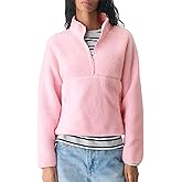 Polomitas Women Sherpa Sweatshirt Cropped Pullover Fleece Jacket Half Zip Fuzzy Clothes Trendy Fall Jackets with Pockets