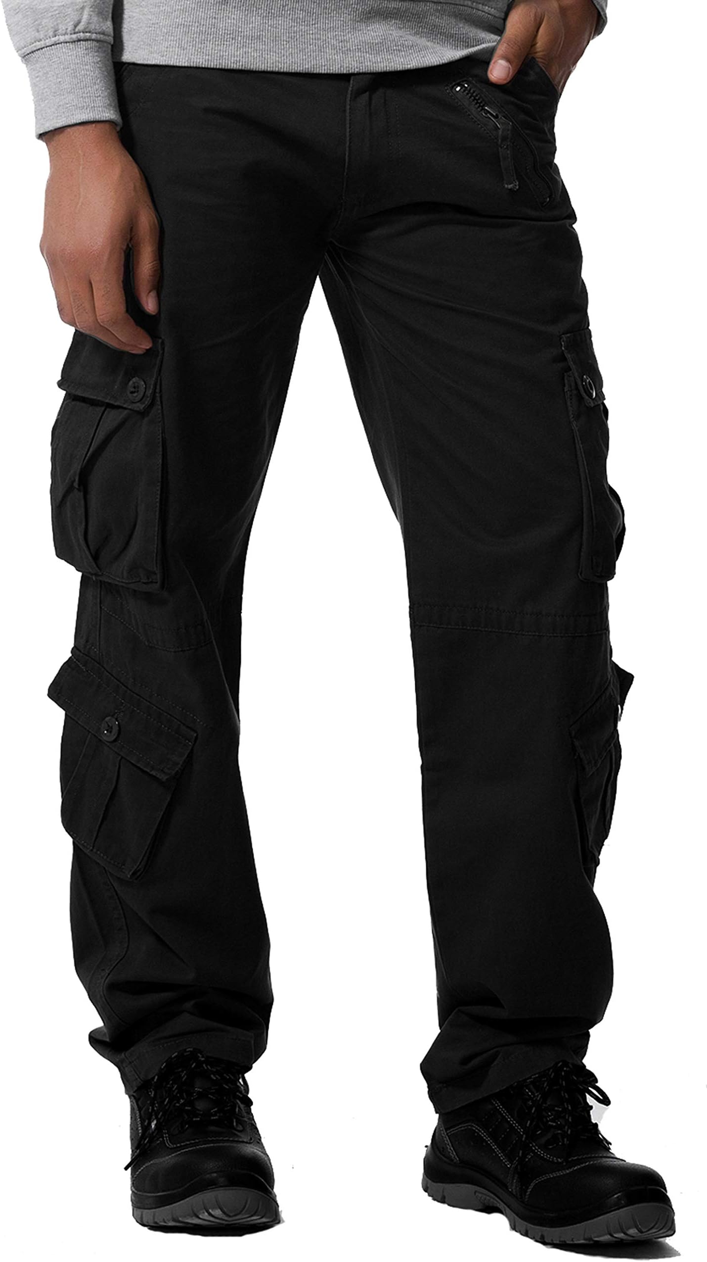 Mens Cargo Army Combat Work Trousers Casual Military Camouflage Tactical Cotton Regular Outdoor Trousers Pants Workwear, 8 Pockets