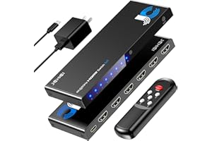 JCHICI 4K HDMI Switch 5x1 with Remote - 4K@60Hz HDR HDCP 2.2 - Auto-Switcher Splitter for PS5/PS4/Xbox/Switch/PC