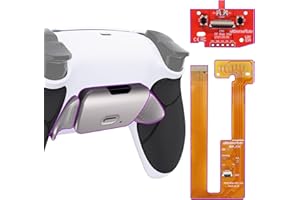 eXtremeRate Silver Real Metal Buttons RMB Ver RISE Remap Kit for PS5 Controller BDM-030 040 050, Black Rubberized Grip White Back Shell, Upgraded Programable Back Buttons Attachment for PS5 Controller