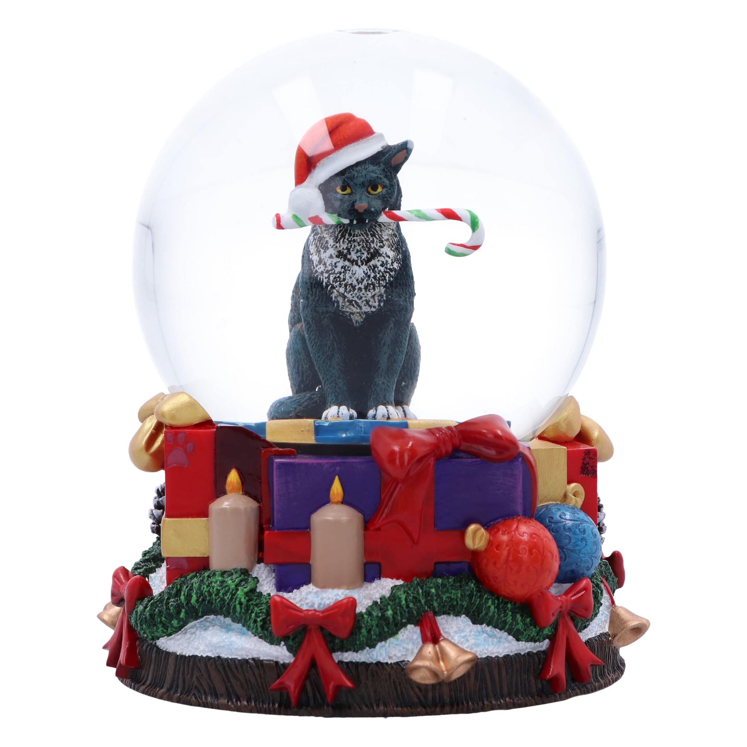 Nemesis Now Krampuss Snow Globe, Resin/Glass Globe, Lisa Parker Merchandise, Krampuss Artwork, Cat With Candy Cane Snow Globe, Cast in the Finest Resin, Expertly Hand-Painted