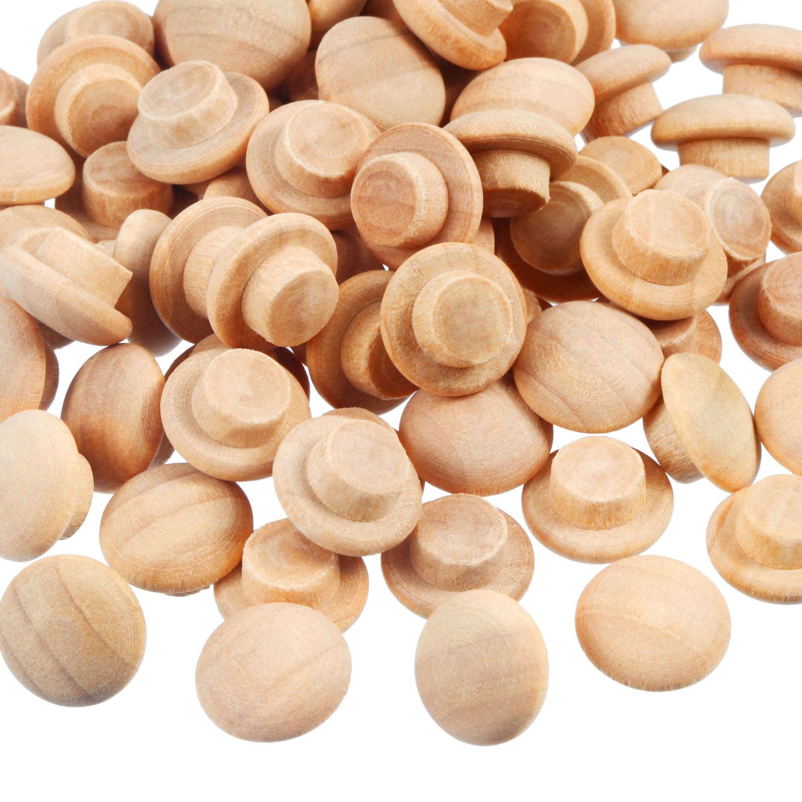 Photo 1 of 200 Pieces Wood Plugs Screw Hole Plugs Button Screw Plug Wooden Button Plugs Hole Plugs Mushroom Wood Caps Wood Screw Covers Wooden Screw Plugs Hardwood Hole Plugs for Locking Hole(3/8 Inch)