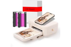 HPRT Photo Printer 4×6”, Wi-Fi Full-Color Instant Phone Phtoto Printer for iPhone, Android, Smartphone, Thermal Dye-Sublimation Impresora De Fotos for Home Use, + 108 Sheets Photo Paper & 2 Cartridge
