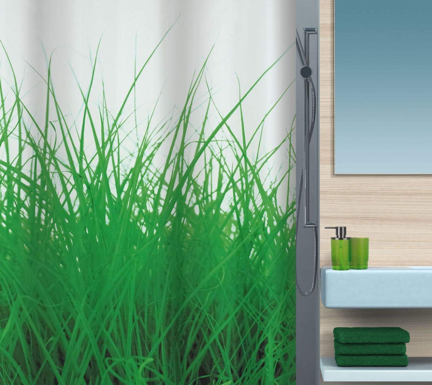 Spirella Polyester Shower Curtain, Grass Green