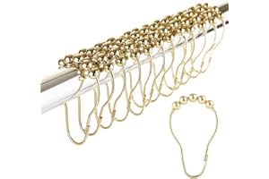 LIHAO 12Pcs Shower Curtain Hooks Rings Stainless Steel Shower Roller Rust-Resistant Curtain Hooks for Curtain Bathroom Shower