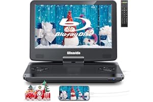 GOnavidio 17.6" Portable Blu Ray DVD Player with 15.4" Large Screen, HDMI in/Out, Sync Screen, 4000mAh Rechargeable Battery, 1080P MP4 MKV Video, Surround Audio, USB/TF Card(Include HDMI Cable)