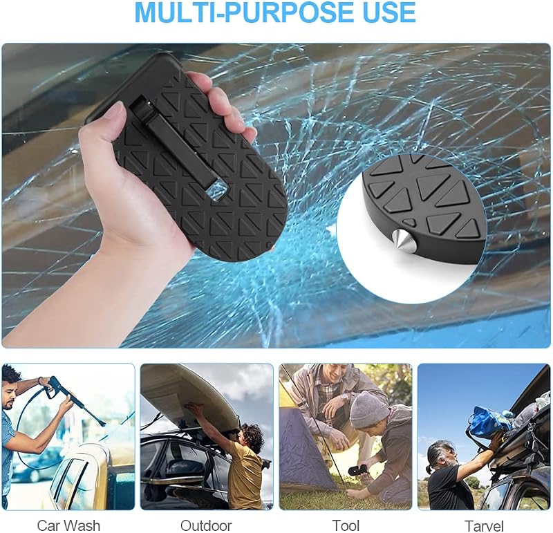 Klappbarer Auto Türpedal, Türstufe Trittbretter mit U Haken Verriegelung, Fußrasten Fahrzeug mit Sicherheitshammer und 4 Kunststoff Haken, Autotürstufe zum Autodach für SUV/RV, Schwarz