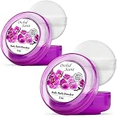R-NEU Body Powder for Women with Powder Puff, 100% Talc-Free, Majestic Orchid Scented Dusting Powder, After Bath for Soft Skin, Extra Large, 2 Pack (10oz)