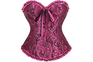 JUTRISUJO Corset Top Bustier Lingerie for Women Zipper Front Flower Sexy Burlesque Vintage