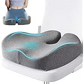 Seat Cushion, Office Chair Cushion for Sciatica, Coccyx Cushion, Ergonomic Memory Foam Seat Cushion for Car, Home, Pressure Relief Pad for Hip, Tailbone, All Day Comfort - Gray