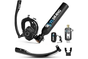 TUDIVING-0.5L Scuba Tank | Portable Lung Tank with Air Compressor | Max 3000 PSI | Support 6-10 Minutes Breath | Diving Tank for Underwater Work