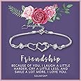 SOLINFOR Friendship Bracelet - Two Interlocking Hearts Sterling Silver Bracelet - BFF Friends Friendship Birthday Jewelry Gif