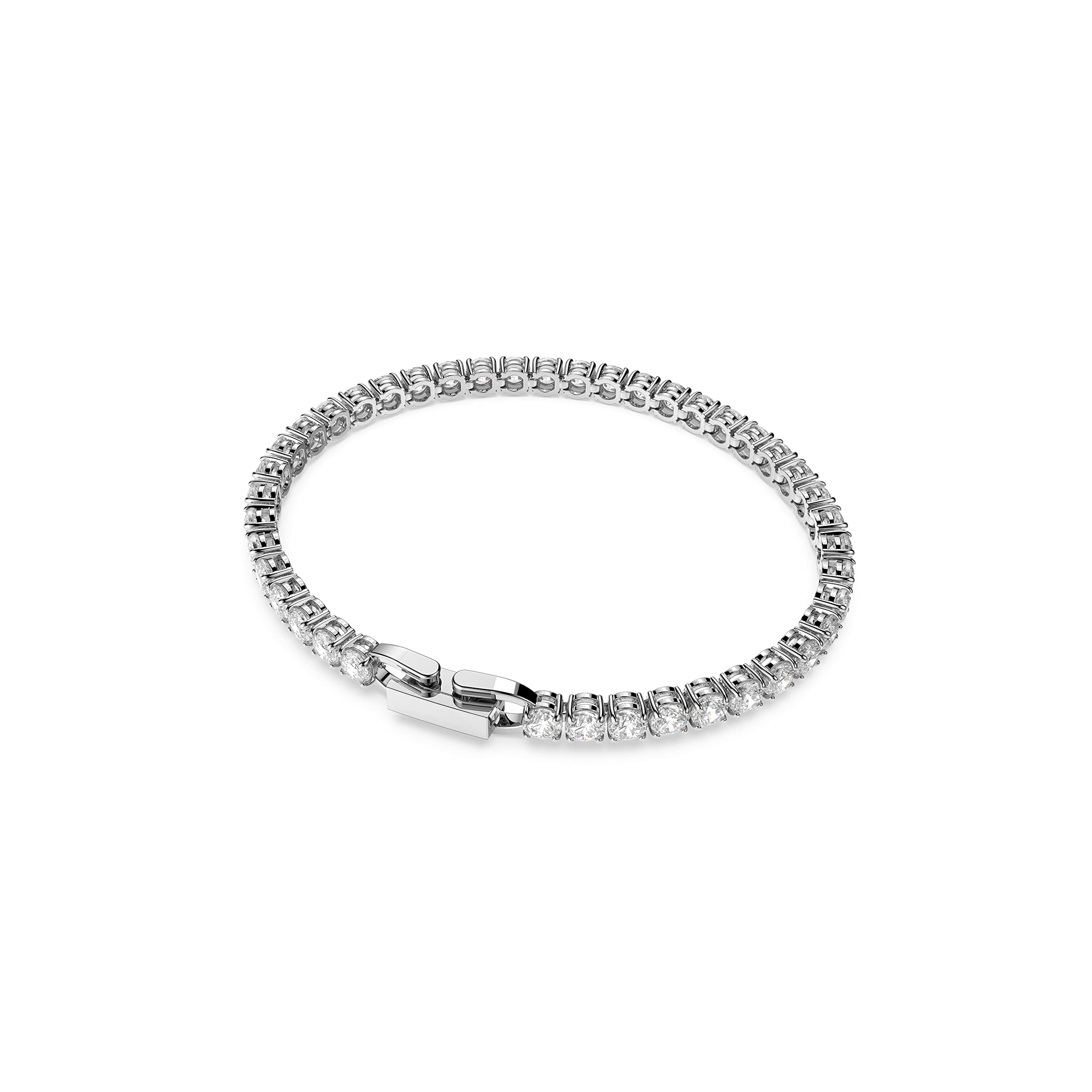 SWAROVSKI Women's Tennis Deluxe Bracelet, White, Rhodium plated