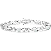 FANCIME Infinity Embrace Birthstone Tennis Bracelet for Women Infinity Design Sterling Silver Pear Shape Gemstone Jewelry Anniversary Birthday Mothers Day Gifts for Women Her Mom Wife