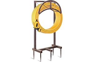 SHUONIVS Garden Water Hose Holder with 5 Spikes, Upgraded Freestanding Heavy Duty Hose Hanger Holds 150-feet Hose, Sturdy Hose Stand Storage Rack for Outside Yard Lawn(Retro copper)