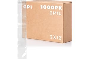 GPI 1000 CASE, 2" x 12" Extra Long, Clear Plastic RECLOSABLE Zip Bags - Bulk, 2 Mil Thick, Durable, Resealable Poly Baggies with Zip Top Lock for Packaging & Shipping Incense, Necklaces & Jewelry.